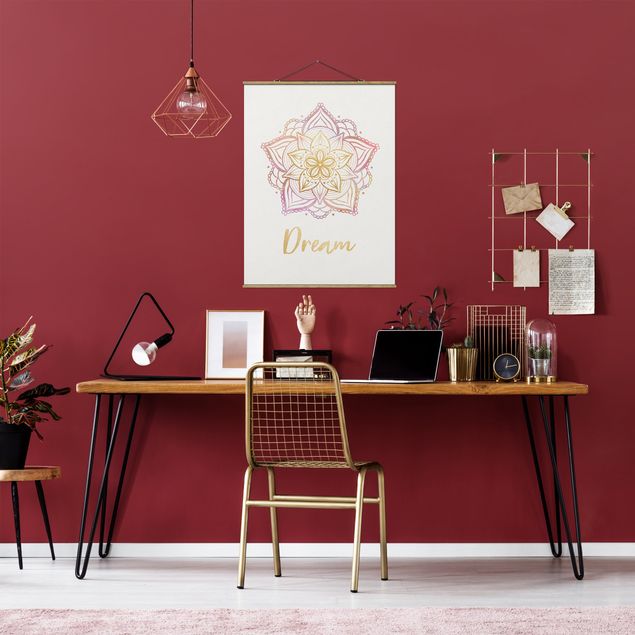 Cuadros de mandalas para dormitorios Mandala Illustration Dream Gold Rose