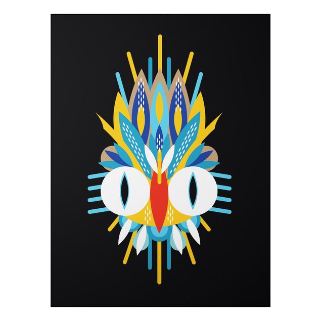 Láminas india Collage Ethno Mask - Bird Feathers