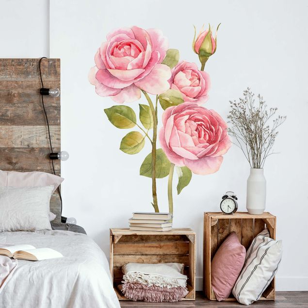 Vinilos de pared rosas Watercolour Three Roses XXL