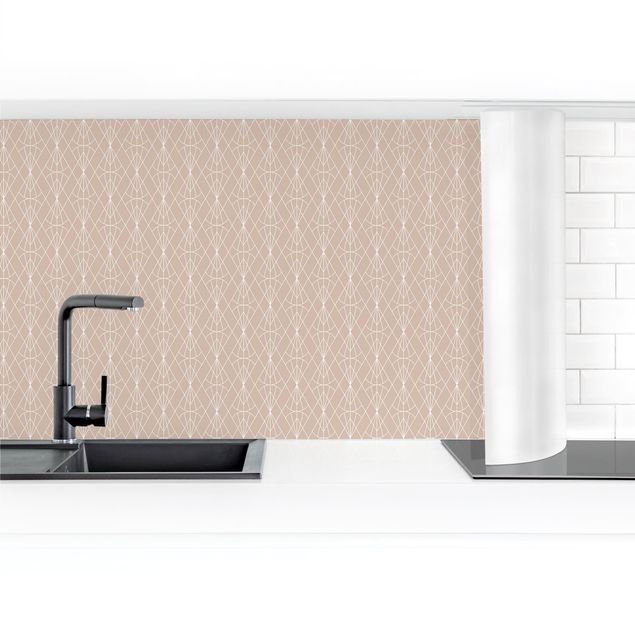 Küchenrückwand - Art Deco Diamant Muster vor Beige XXL II