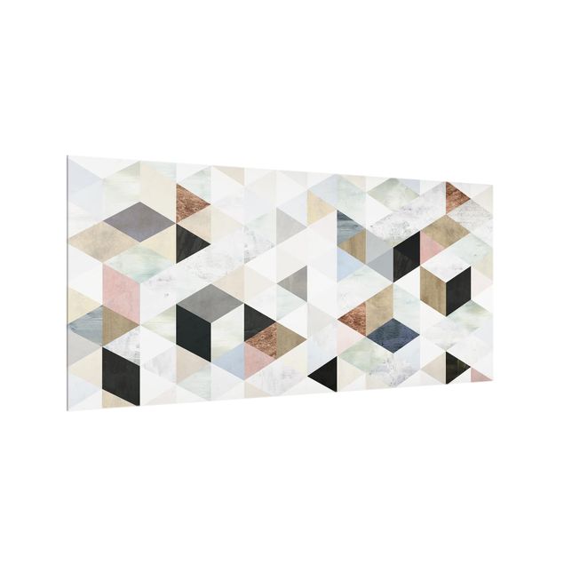 panel-antisalpicaduras-cocina Watercolor Mosaic With Triangles I