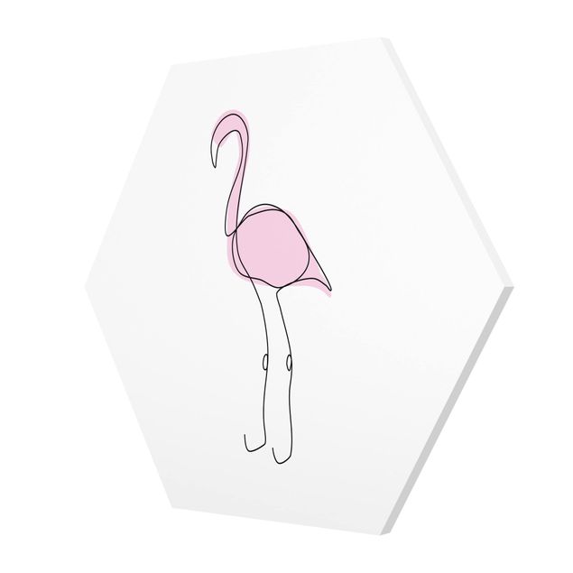 cuadro hexagonal Flamingo Line Art