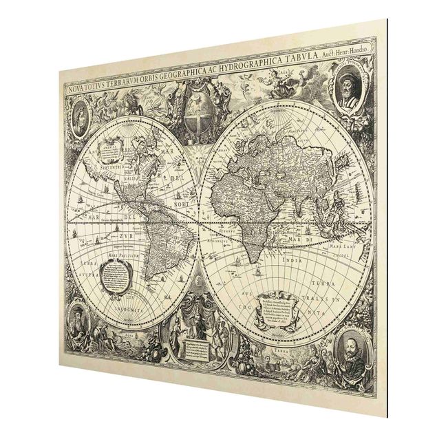 Cuadros retro Vintage World Map Antique Illustration