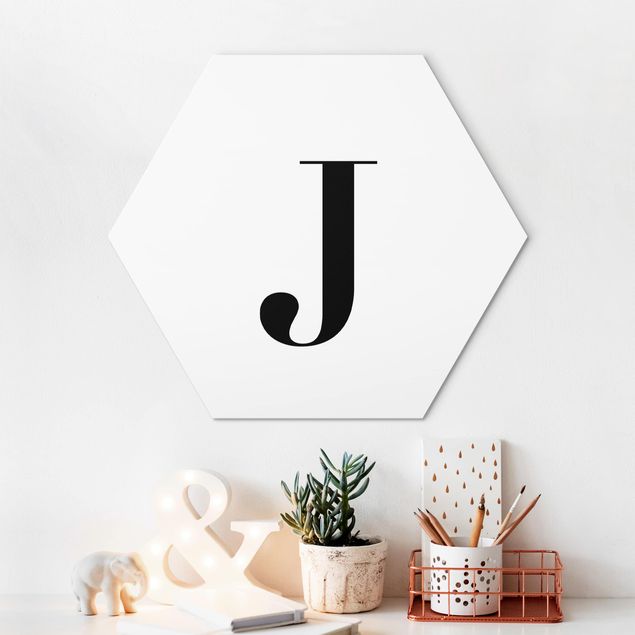 Cuadros con letras Letter Serif White J