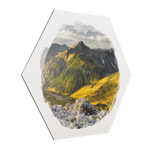 Cuadros paisajes WaterColours - Mountains And Valley Of The Lechtal Alps In Tirol