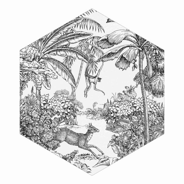 Papeles pintados Detailed Drawing Of Jungle