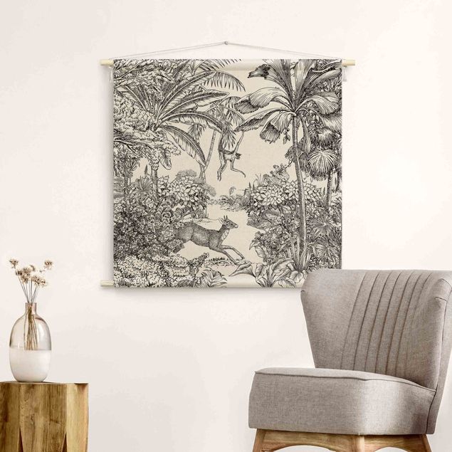 Tapices vintage Detailed Drawing Of Jungle