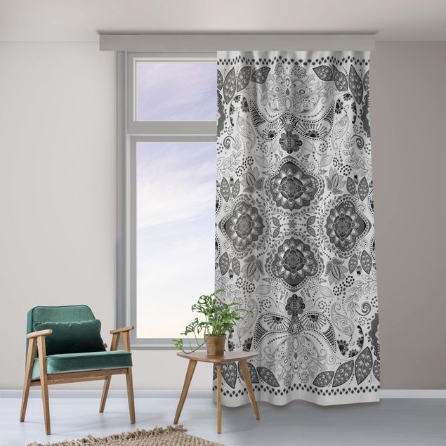 cortina a medida Detailed Boho Pattern In Grey