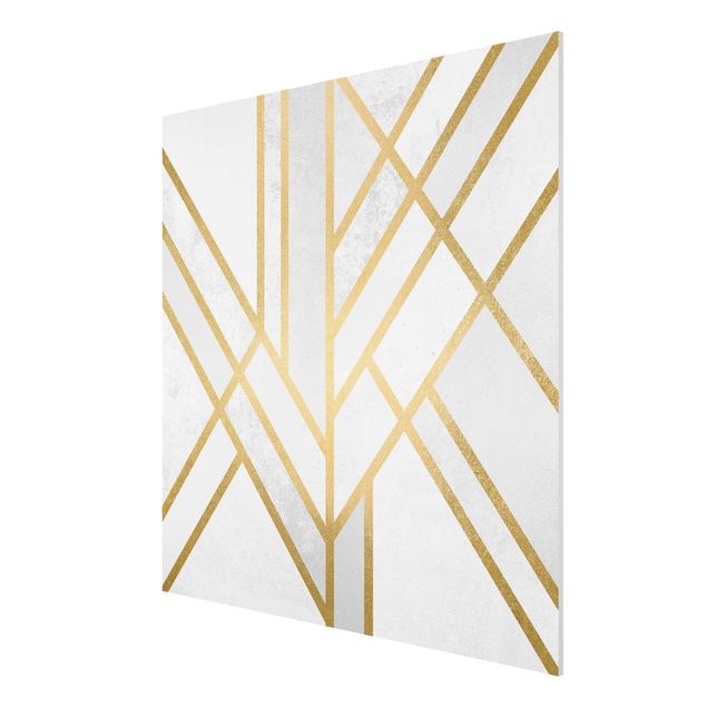 Cuadros de patrones Art Deco Geometry White Gold