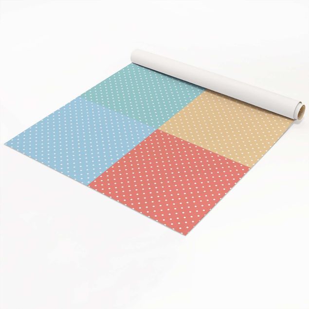 Vinilos para armarios 4 Pastel Colours With White Dots - Turquoise Blue Yellow Red
