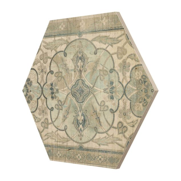 Hexagon Bild Holz - Holzpaneel Persisch Vintage II