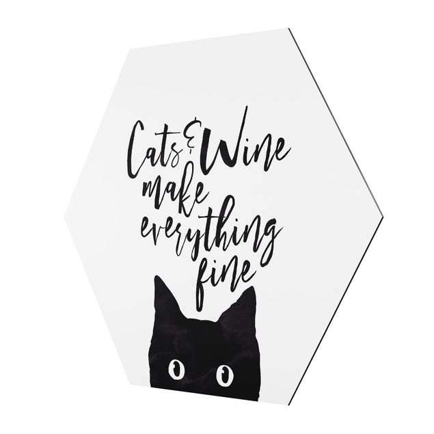 Cuadros en blanco y negro Cats And Wine make Everything Fine