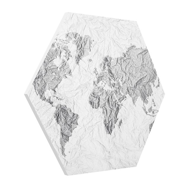Cuadros decorativos modernos Paper World Map White Grey