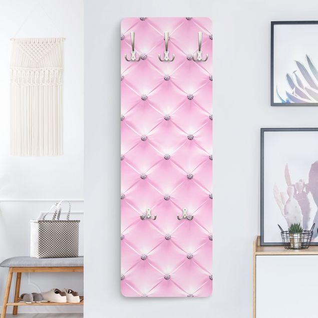 Percheros de pared de patrones Diamond Light Pink Luxury