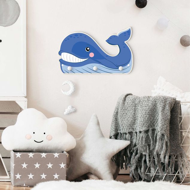 Percheros de pared azules Chubby Whale