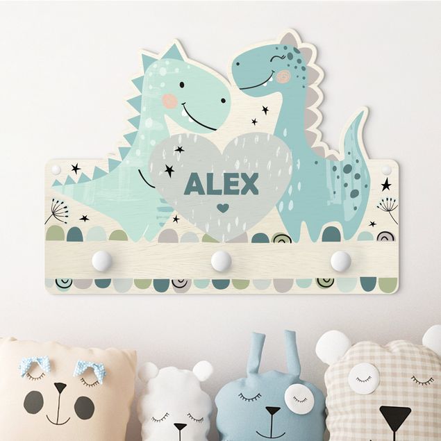 Percheros de pared con frases Dino Pastel With Customised Name