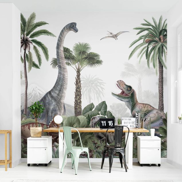 Decoración habitación infantil Dinosaur giants in the jungle