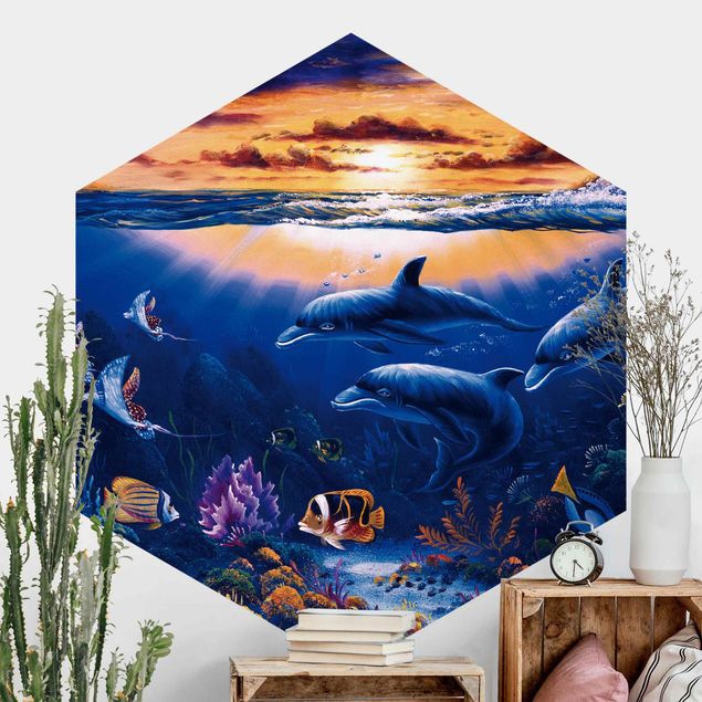 Papel pintado peces Dolphins World