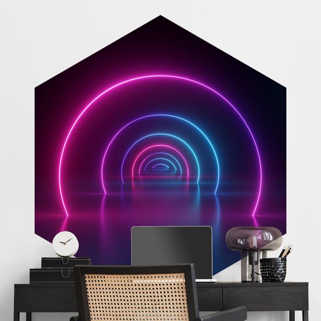 Papel pared 3d Three-Dimensional Neon Arches
