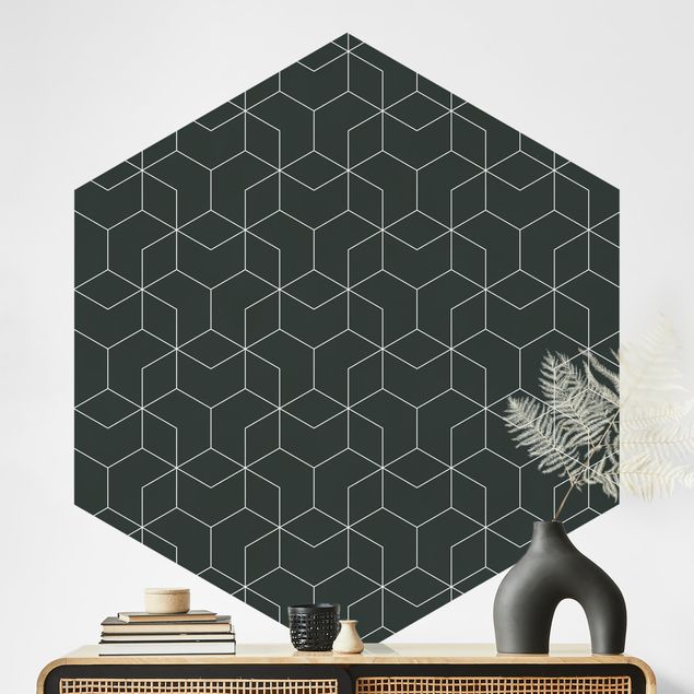 Papel pintado geométrico Three-Dimensional Cube Pattern