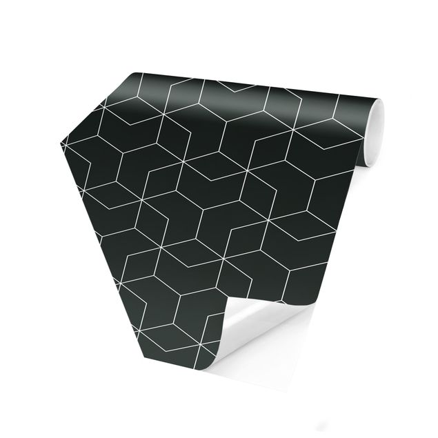 Papel pintado moderno Three-Dimensional Cube Pattern