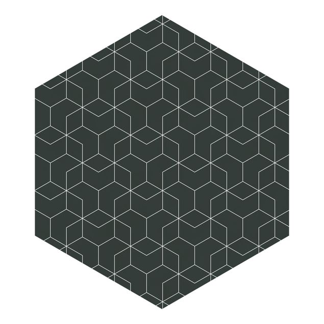 Papel pintado negro Three-Dimensional Cube Pattern