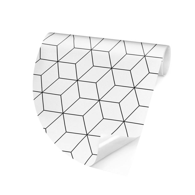 Papel 3d para pared Three-Dimensional Cubes And Star Pattern