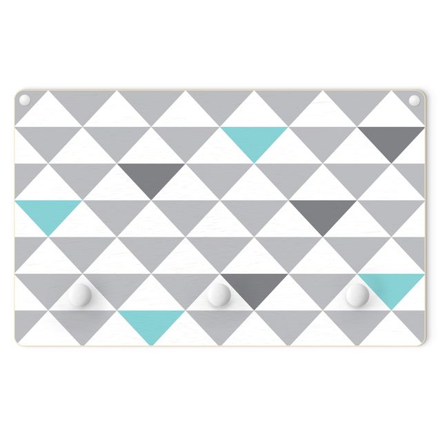 Percha pared Triangles Grey White Turquoise
