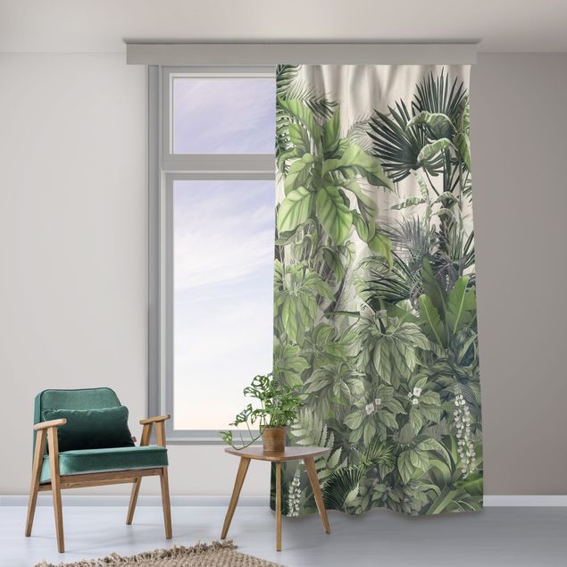 modernas cortinas salon Jungle Plants In Green