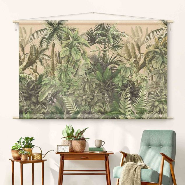 Tapices de pared modernos Jungle Plants In Green