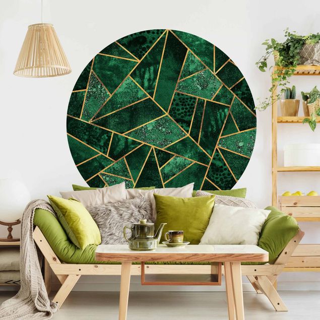 Papel pintado geométrico Dark Emerald With Gold