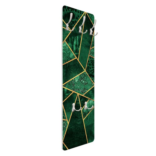 Perchero de pared panel de madera - Dark Emerald With Gold