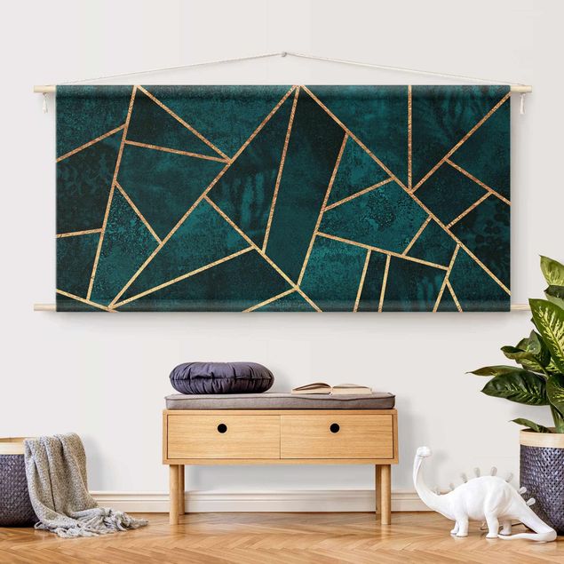 Tapices de pared modernos Dark Turquoise With Gold