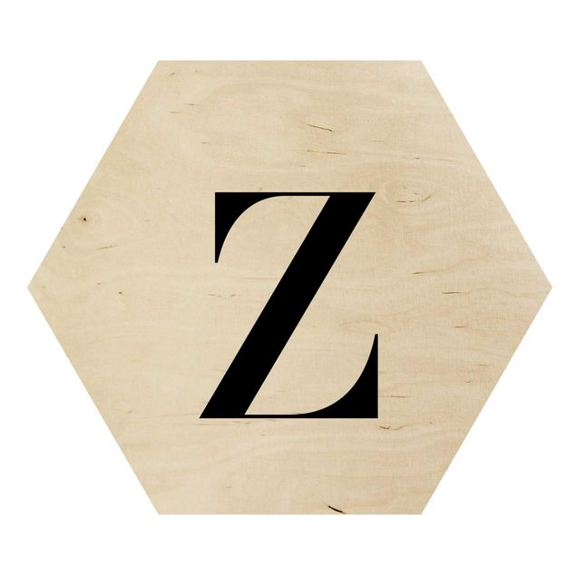 Hexagon Bild Holz - Buchstabe Serif Weiß Z