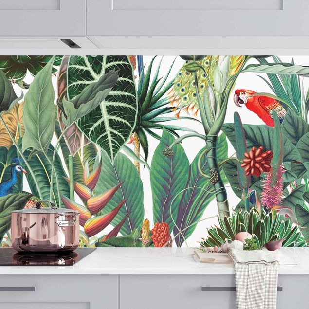 Decoración de cocinas Colourful Tropical Rainforest Pattern II