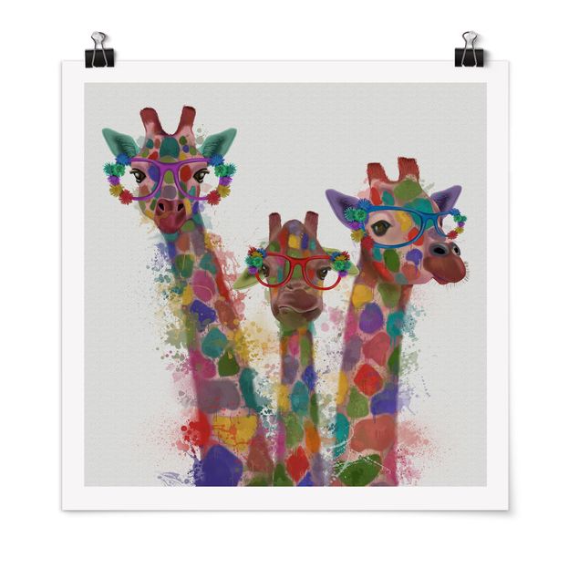 Láminas animales Rainbow Splash Giraffe Trio