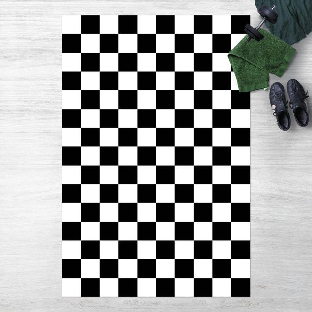 Alfombra exterior Geometrical Pattern Chessboard Black And White