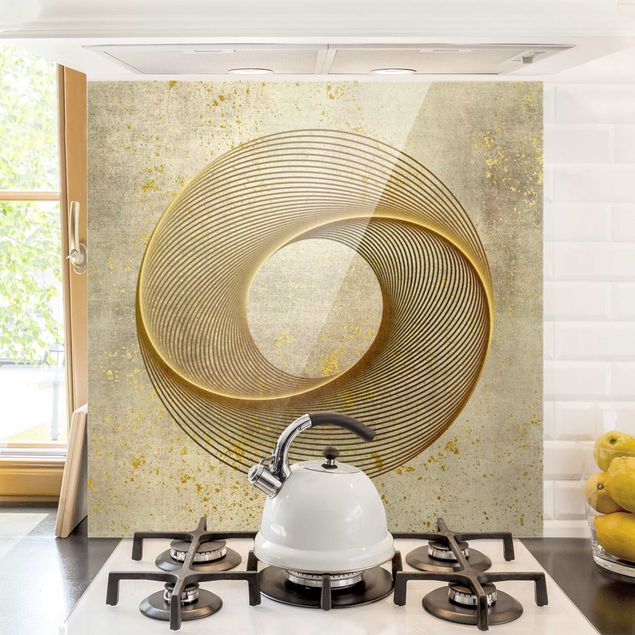 Decoración cocina Line Art Circling Spirale Gold