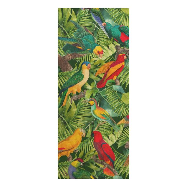 Cuadros de madera flores Colourful Collage - Parrots In The Jungle