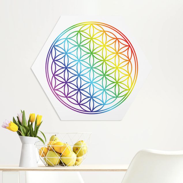 Cuadros de mandalas para dormitorios Flower of Life rainbow color