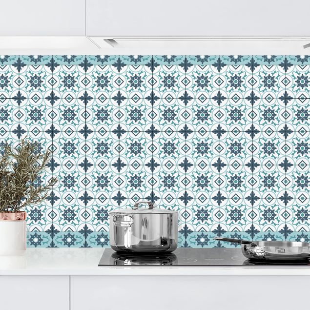 Decoración en la cocina Geometrical Tile Mix Flower Turquoise