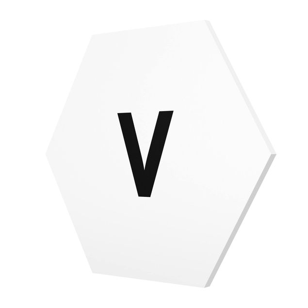 cuadro hexagonal Letter White V