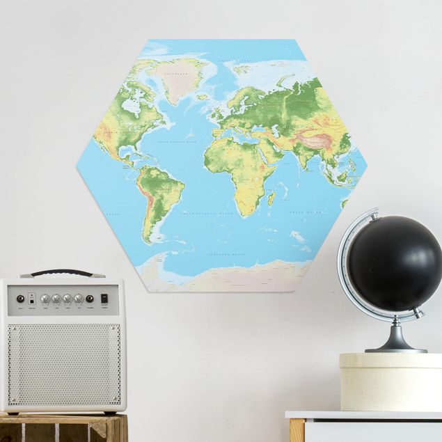 Cuadro mapa del mundo Physical World Map