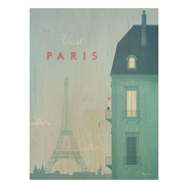 cuadro vintage madera Travel Poster - Paris