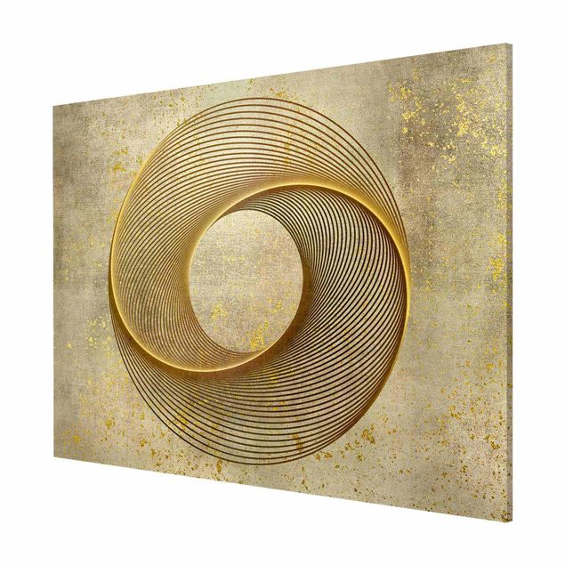 Cuadros de patrones Line Art Circling Spirale Gold