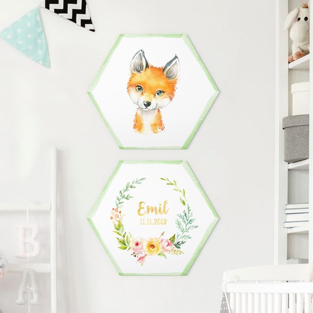 Decoración infantil pared Watercolour Forest Animals With Desired Name