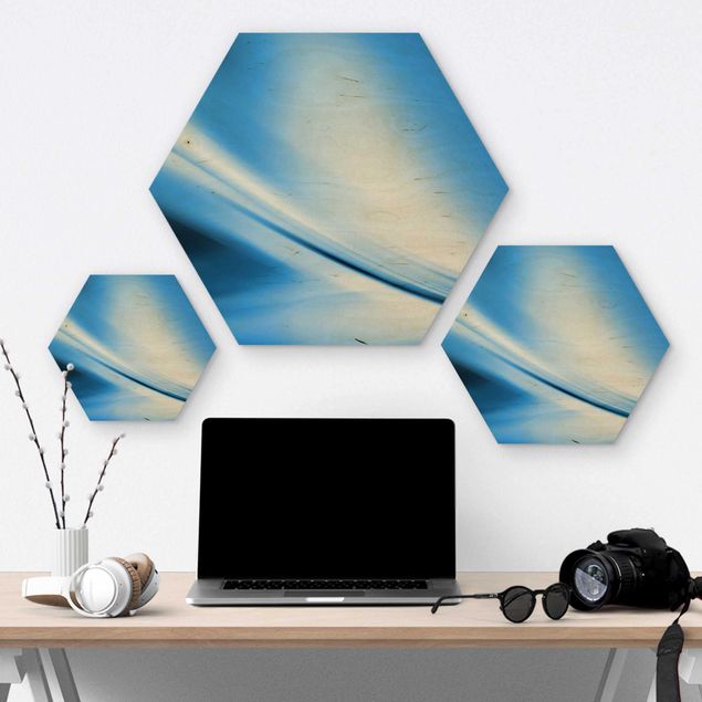 Hexagon Bild Holz - Deep Blue Heaven