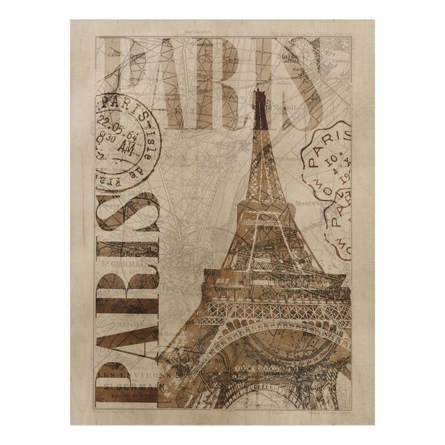 Cuadros vintage madera Shabby Chic Collage - Paris
