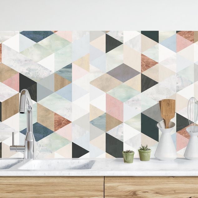 Decoración en la cocina Watercolour Mosaic With Triangles III