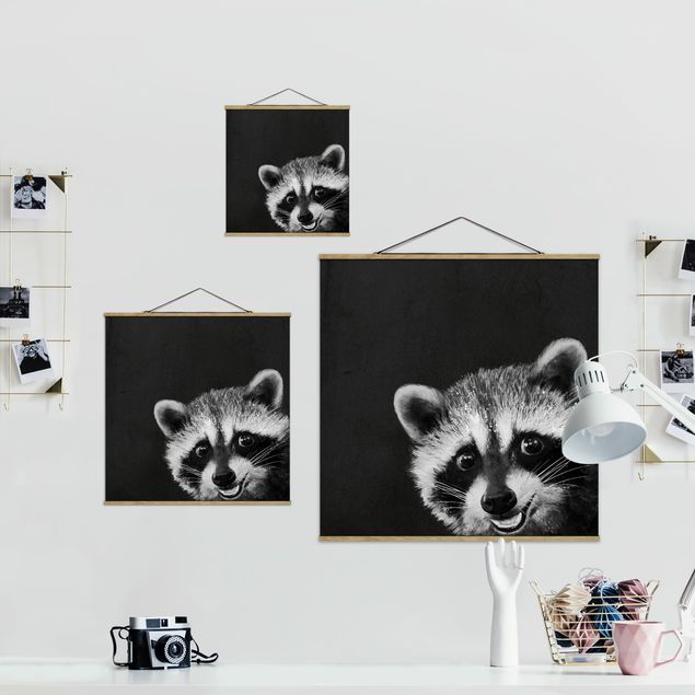 Cuadros negros Illustration Racoon Black And White Painting